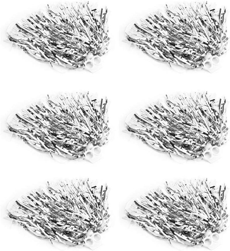woobles Cheerleading Poms, Lightweight Cheerleader Pom Poms for Night Cheer Sports Party Dance(Silver) - Image 2